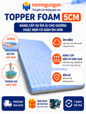 Nệm Ngủ Ngon - Nệm topper foam Kingroll 5cm