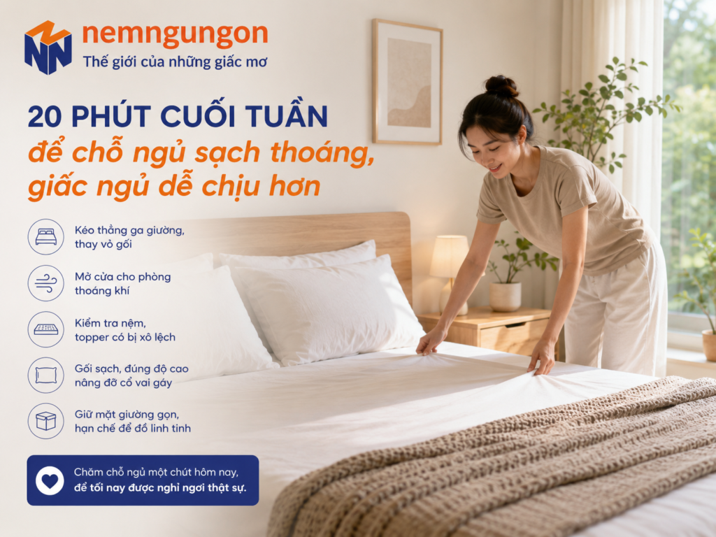 Nệm Ngủ Ngon - 20p dọn dẹp phòng ngủ