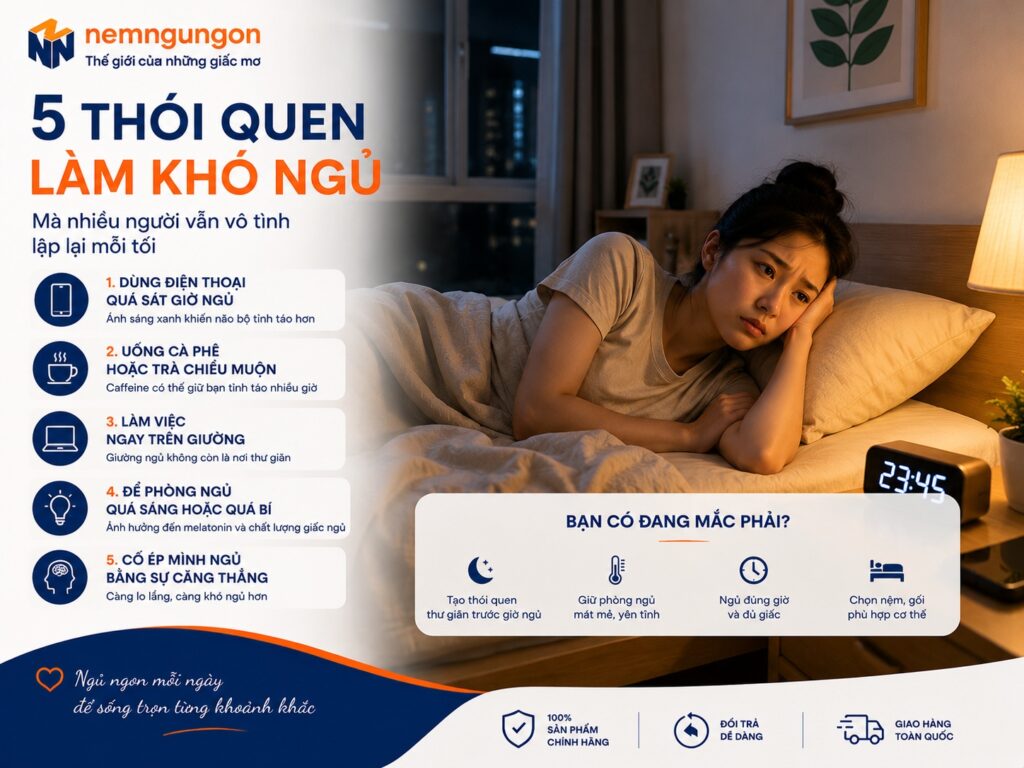 Nệm Ngủ Ngon - 5 thói quen làm khó ngủ