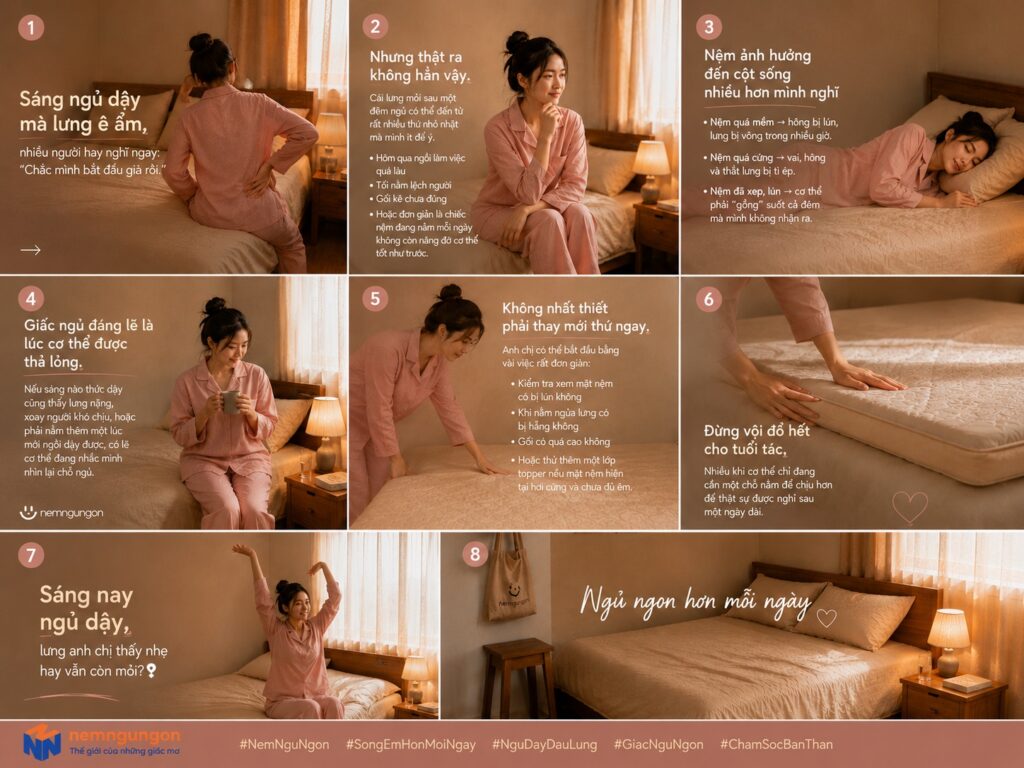 Nệm Ngủ Ngon - Ngủ dậy đau lưng
