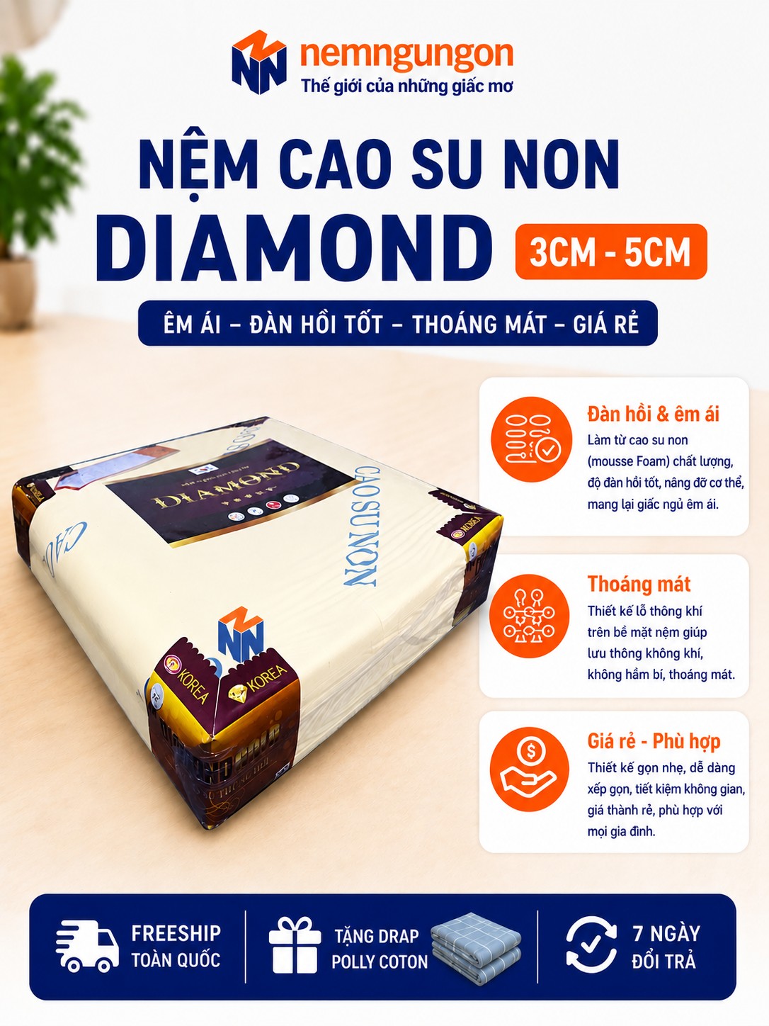Nệm cao su non Diamond - Phạm Thanh
