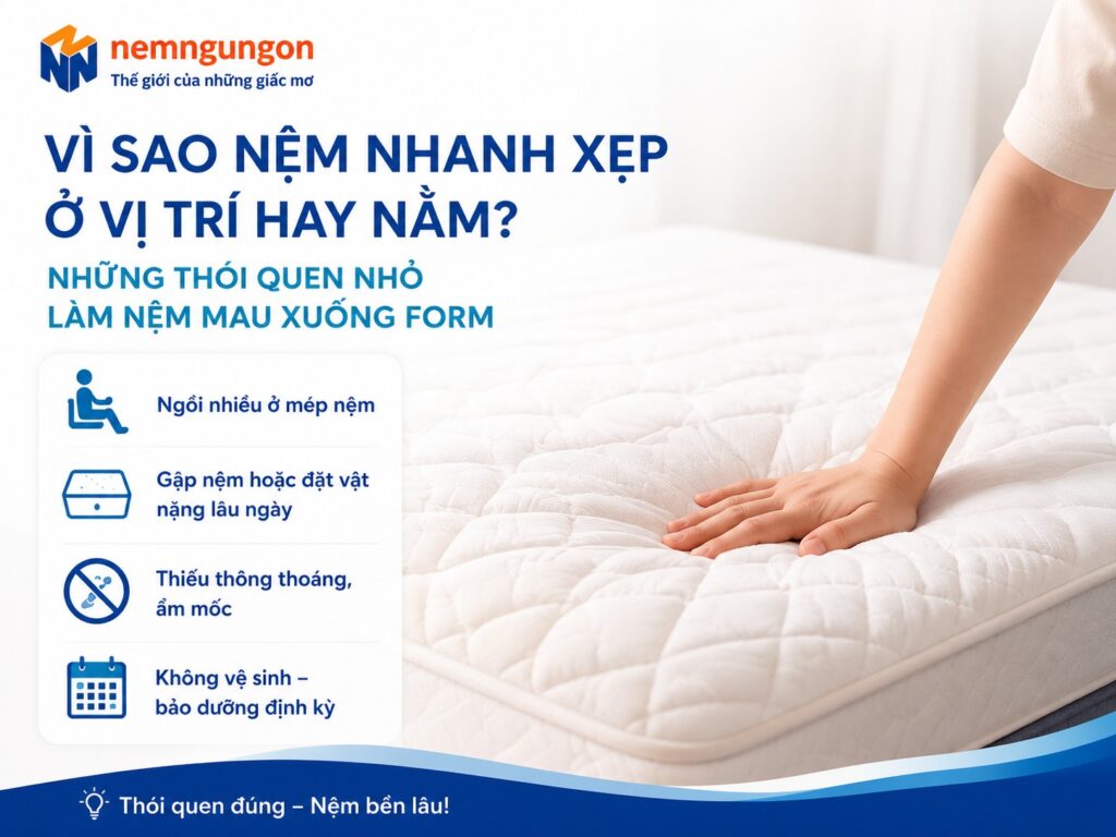 Nệm Ngủ Ngon - Vì sao nệm hay xẹp ở vị trí nằm