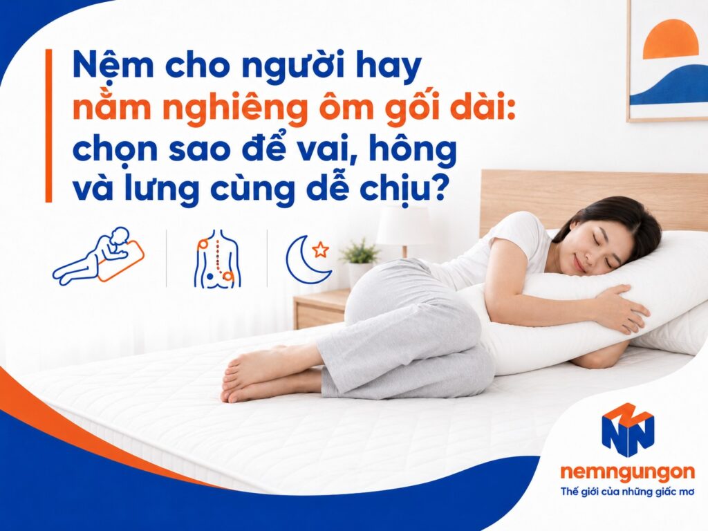 Nệm cho người hay nằm nghiêng ôm gối dài