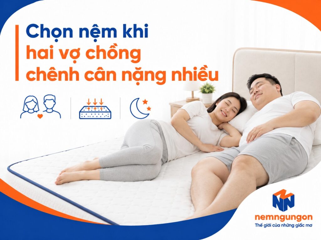 Nệm Ngủ Ngon - Chọn nệm khi hai vợ chồng chênh cân nặng nhiều