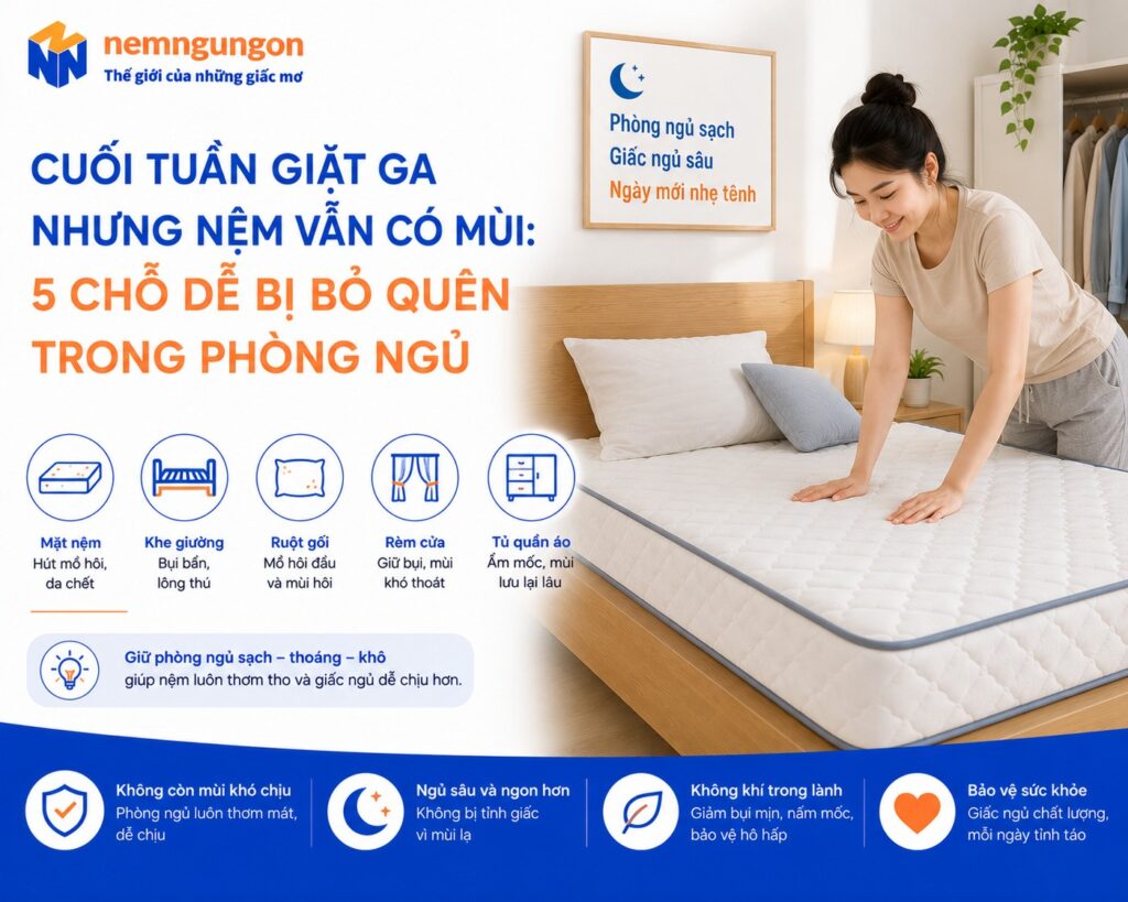 Nệm Ngủ Ngon - Cuối tuần giặt ga nhưng vẫn có mùi