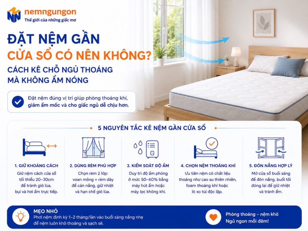 Nệm Ngủ Ngon - Có nên đặt nệm gần cửa sổ