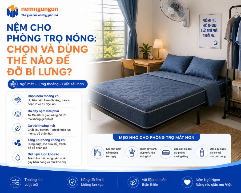 Nệm Ngủ Ngon - Nệm cho phòng trọ nóng