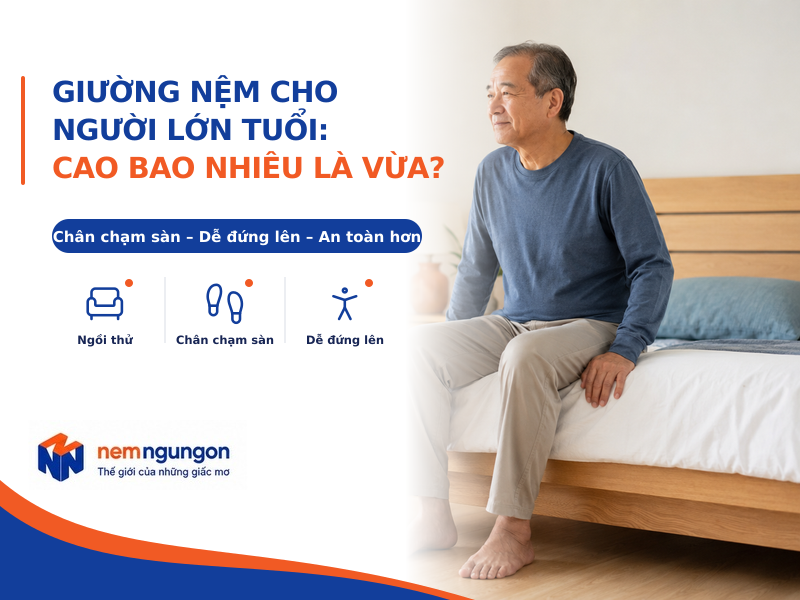 Nệm Ngủ Ngon - Chiều cao giường phù hợp người lớn tuổi